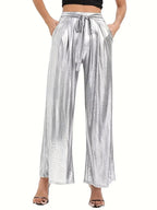 Damen elegante Plisseehose mit hochglänzendem Finish R&B