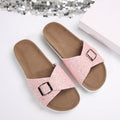 Damen Glitzernde Slides mit verstellbarem Schnallen-Design R&B
