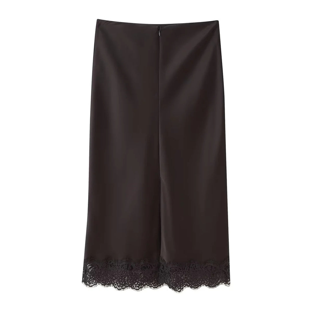 Damen elegante Satin-Hosen mit Spitzenakzenten R&B