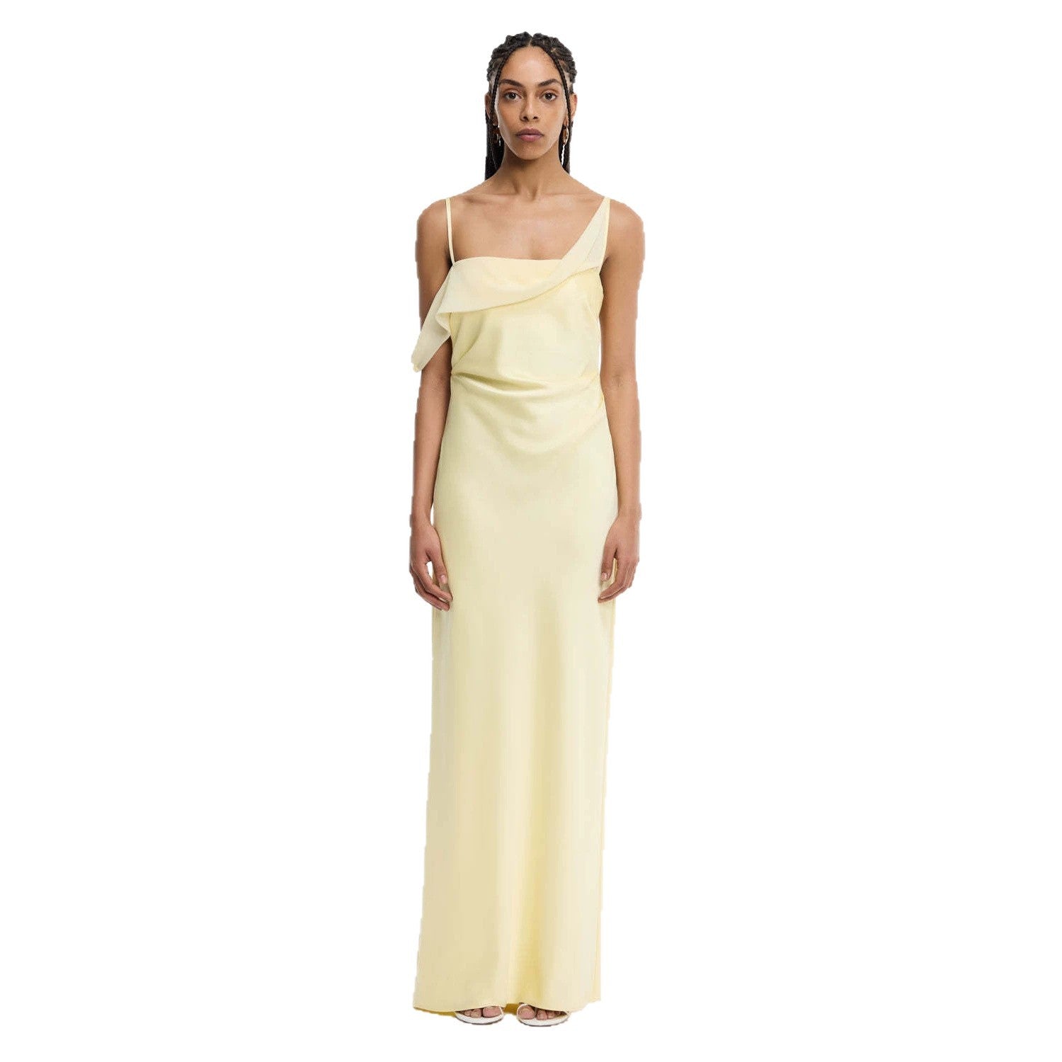 Damen Elegantes Maxikleid mit asymmetrischem Oberteil und fließendem Schnitt R&B