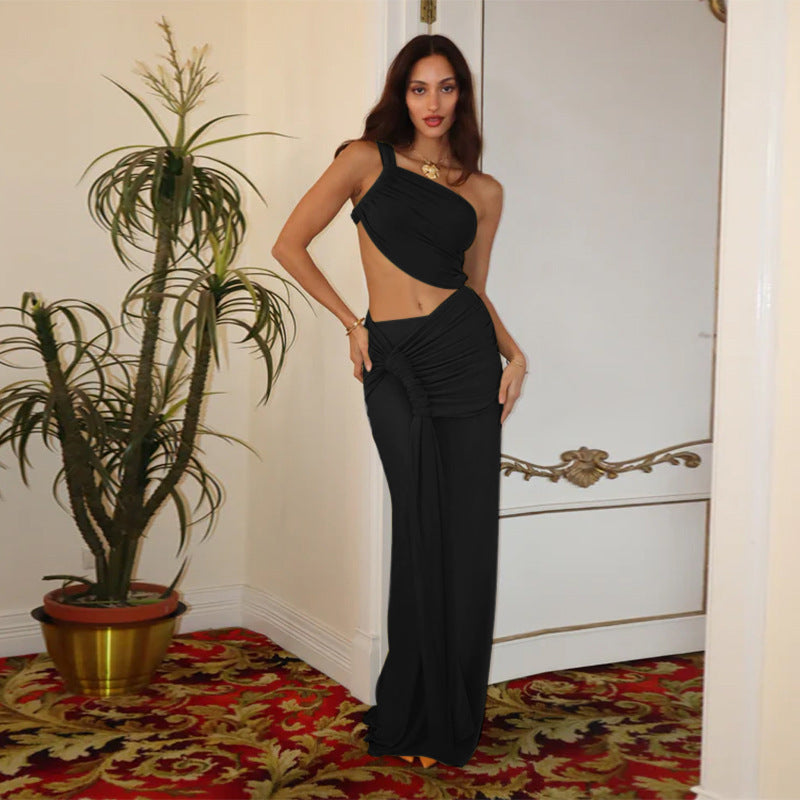 Damen Elegantes Wickelkleid mit asymmetrischem Design und verführerischen Rüschendetails R&B