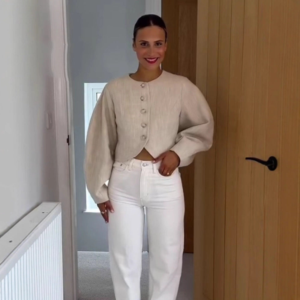 Damen Modische Jacke mit voluminösen Ärmeln R&B