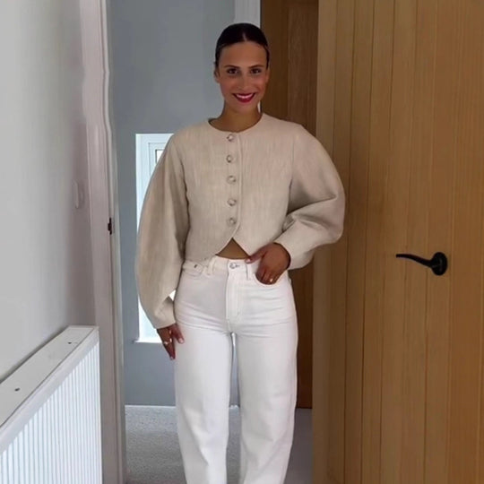 Damen Modische Jacke mit voluminösen Ärmeln R&B