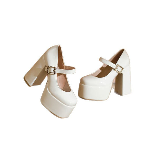 Damen Plateau-Pumps mit Rundschnürung und eleganter Schnalle R&B