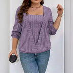 Damen lässiger Strickpullover mit tiefem V-Ausschnitt und Rippstruktur R&B