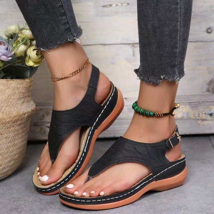 Damen Komfortable Zehentrenner-Sandalen mit elegantem Riemendesign R&B