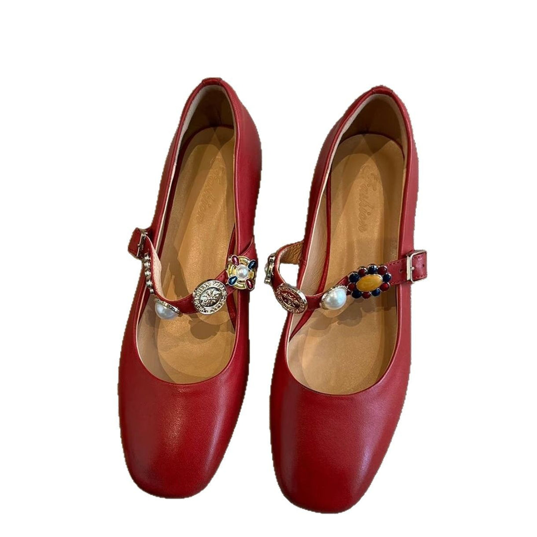 Damen Ballerina-Schuhe mit dekorativer Schnalle und elegantem Design R&B