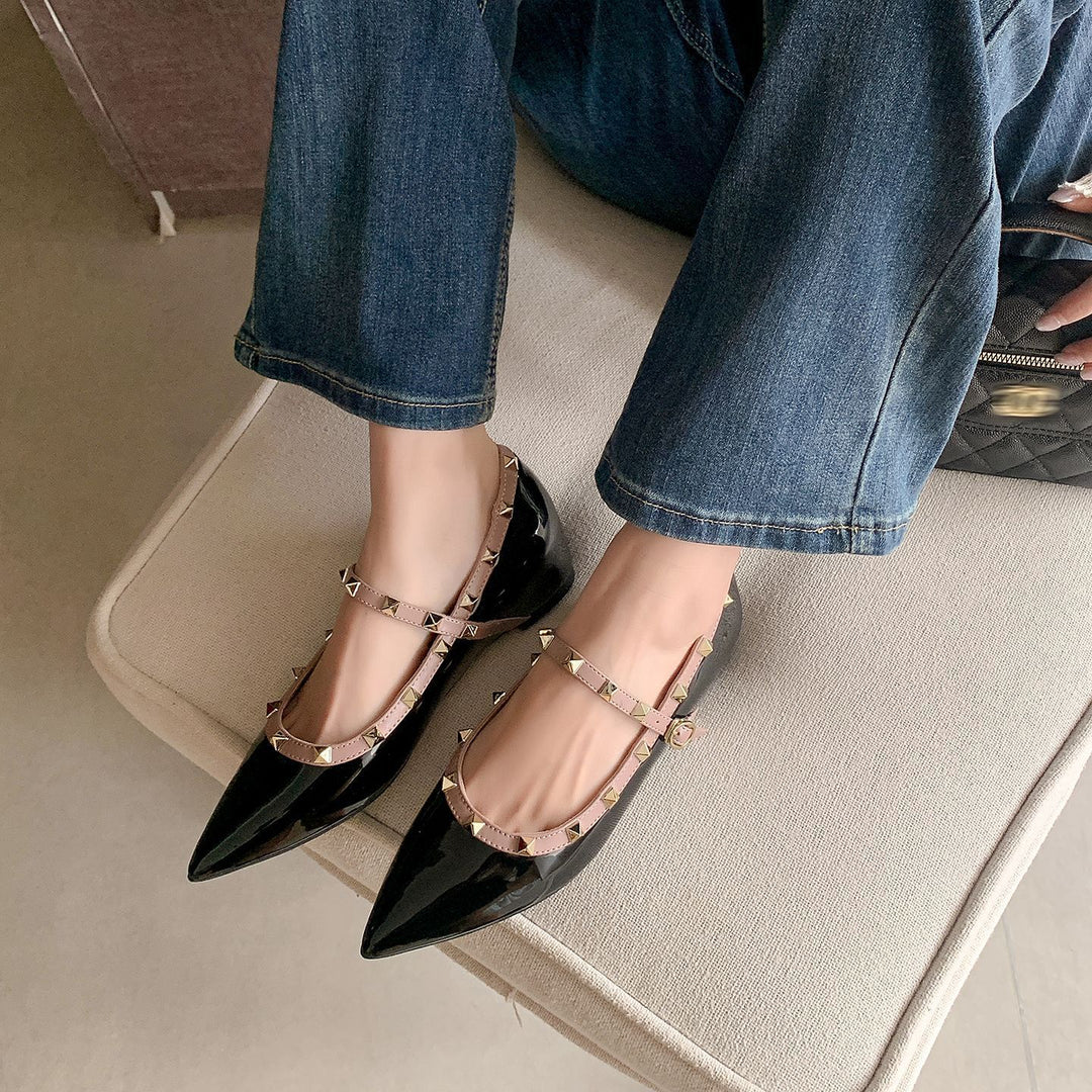 Damen Ballerina-Schuhe mit dekorativem Riemen und eleganten Akzenten R&B