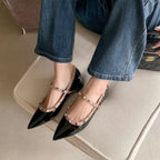 Damen Ballerina-Schuhe mit dekorativem Riemen und eleganten Akzenten
