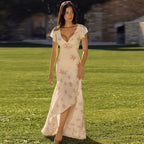Damen Maxikleid mit floralem Design und raffinierten Cut-Outs R&B