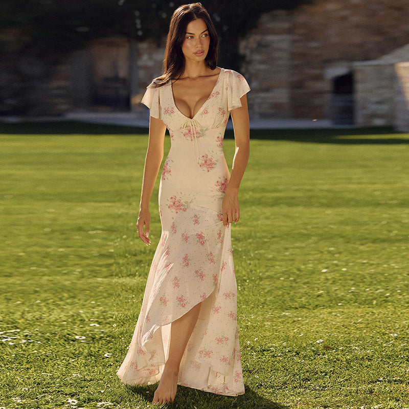 Damen Maxikleid mit floralem Design und raffinierten Cut-Outs R&B