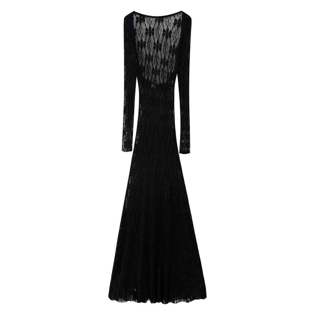 Damen Langarm Spitzenkleid R&B