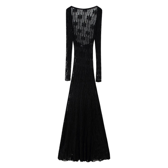 Damen Langarm Spitzenkleid R&B