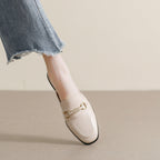 Damen Mokassin-Mules mit elegantem Schnallenakzent und hochwertigem Leder