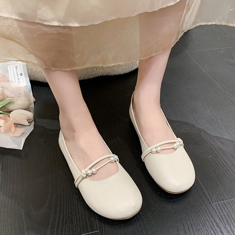 Damen Ballerinas mit elegantem Perlenschmuck