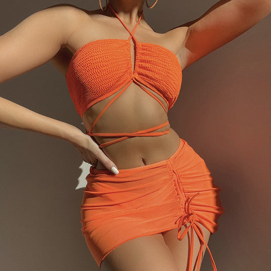 Damen Cropped Top mit verspieltem Wickelrock R&B