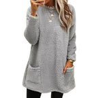 Damen kuscheliger Oversized-Pullover mit Taschen R&B