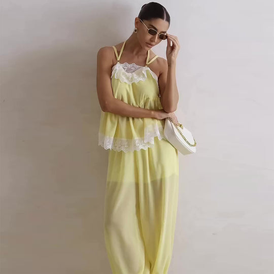 Damen luftiges Schalenoberteil mit elegantem Hosenansatz R&B