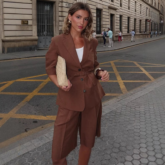 Damen eleganter Blazer mit Gürtel R&B