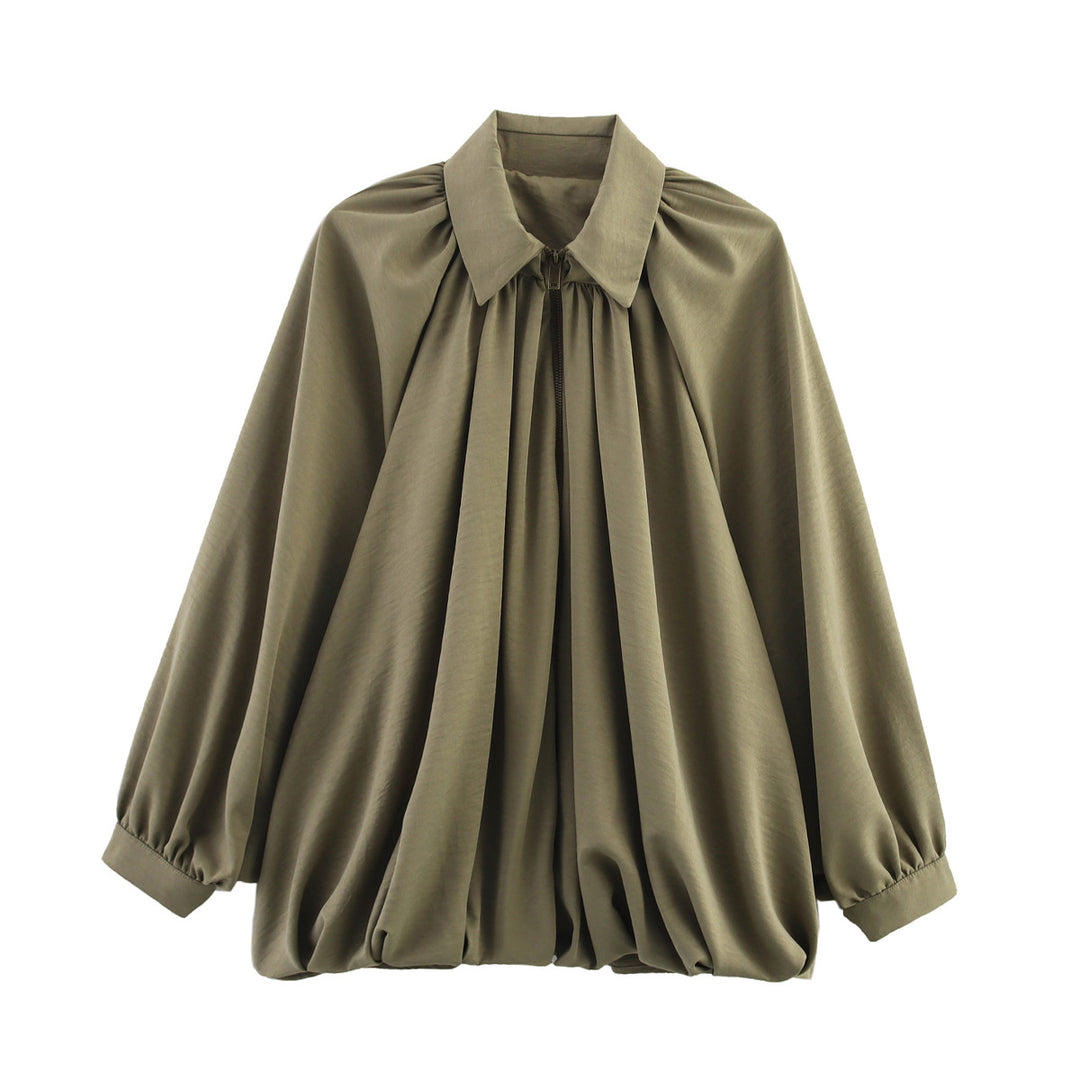 Damen leichtes Oversized-Blusenshirt mit Rüschendesign R&B