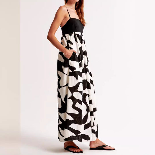Damen Maxikleid mit schmalen Trägern und fließendem Schnitt R&B