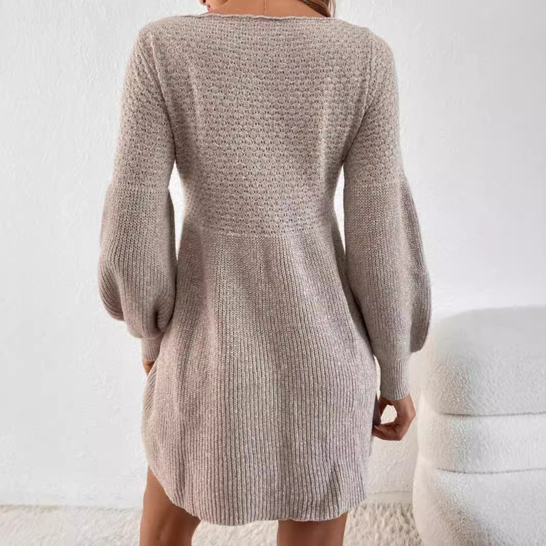 Damen gestricktes Minikleid mit Ballonärmeln R&B