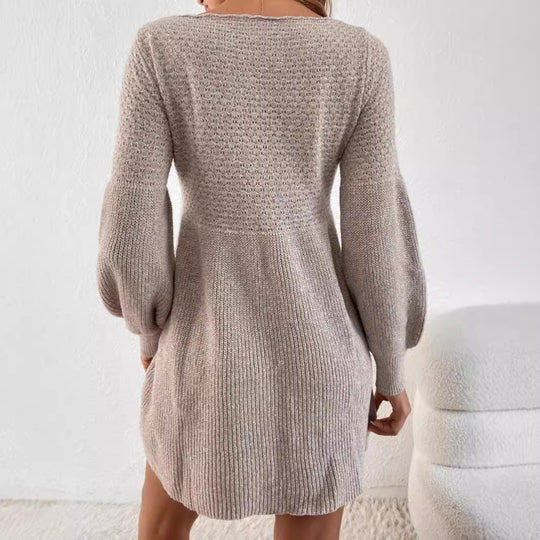 Damen gestricktes Minikleid mit Ballonärmeln R&B