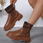 Damen Biker-Stiefel mit elastischem Strickansatz und robustem Profil R&B