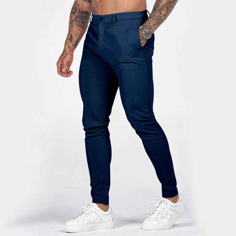 Herren elegante Slim-Fit Chinohose mit elastischem Bund und praktischen Taschen R&B