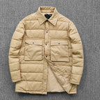 Herren gesteppte Overshirt-Jacke mit praktischen Klappentaschen und robustem Kragen Hedi-Mode