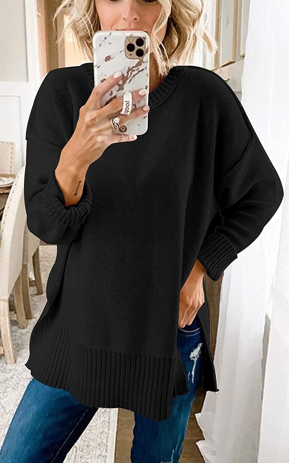 Damen Übergroßer Strickpullover R&B