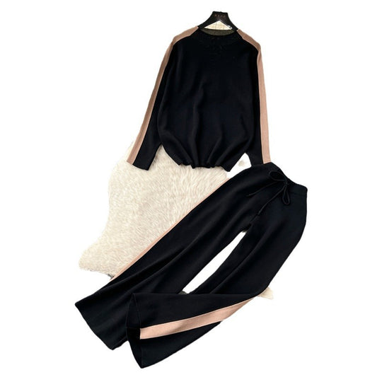 Damen sportliches Lounge-Set mit kontrastierenden Seiteneinsätzen R&B
