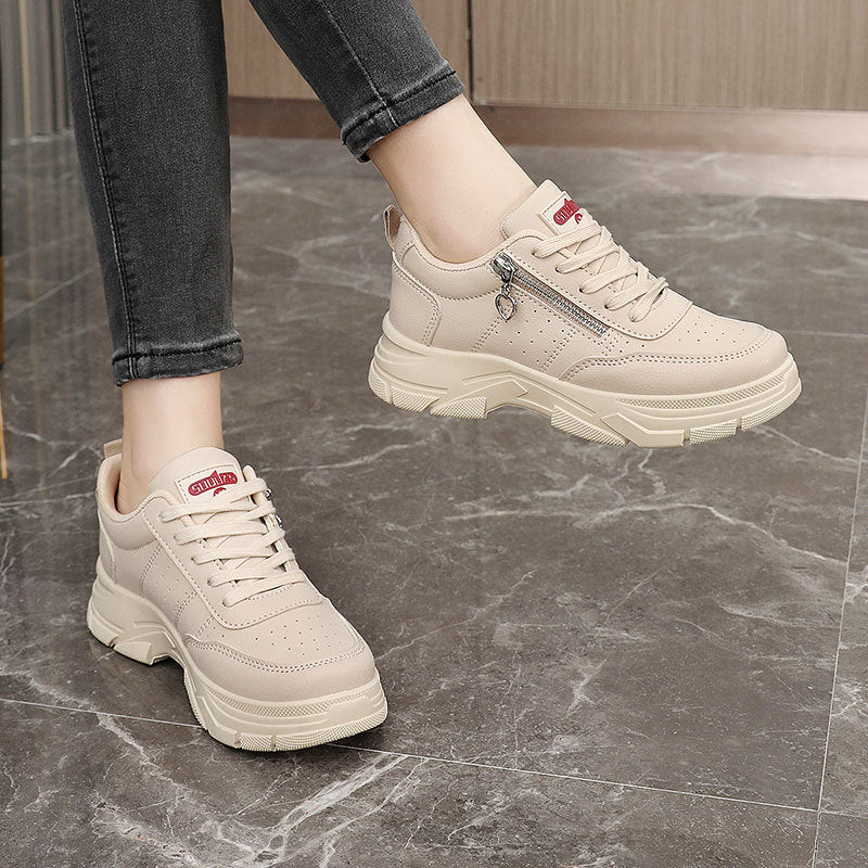 Damen Sportliche Chunky Sneakers mit Reißverschluss und rutschfester Sohle R&B