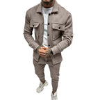 Herren nan Overshirt- und Jogginghose-Set mit aufgesetzten Klappentaschen, ergonomischem Schnitt und elastischem Bund R&B