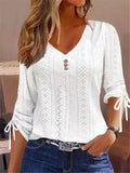 Damen V-Ausschnitt Bluse mit Raffdetails R&B