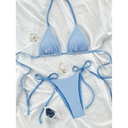 Damen gestreifter Triangel-Bikini-Set