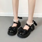 Damen modische Mary Jane Schuhe mit Schleifen- und Perlenakzenten R&B