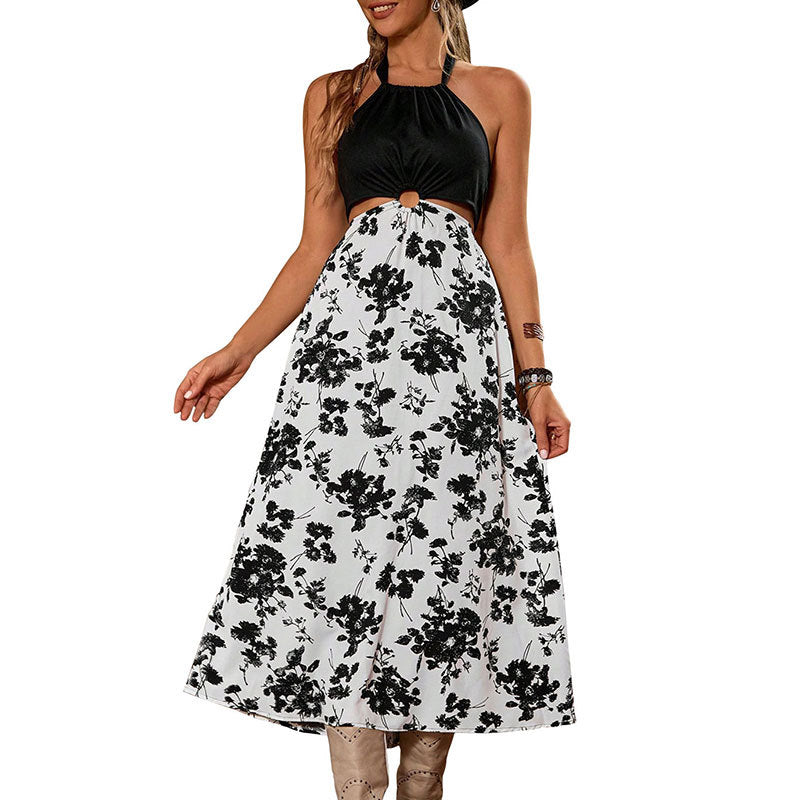 Damen Maxikleid mit raffiniertem Cut-Out und floralem Design R&B