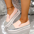 Damen Slip-On Sneakers mit funkelndem Obermaterial und bequemer Sohle R&B