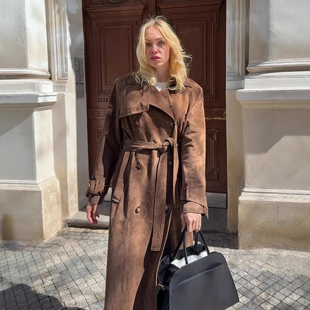 Damen Langmantel aus softem Wildleder R&B