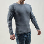 Herren moderner Langarmpullover mit strukturiertem Design und ribbeliertem Ärmel R&B