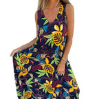 Damen luftiges Maxikleid mit floralem Muster und praktischen Taschen R&B