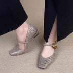 Damen Ballerina-Schuhe mit elegantem Riemchen und hochwertiger Lederoberfläche