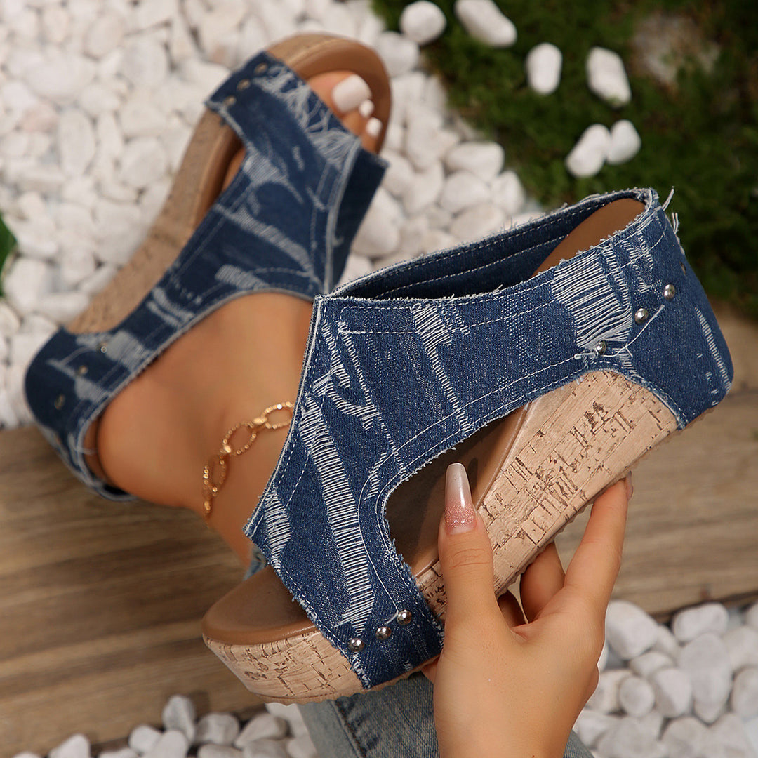 Damen Keil-Sandalen mit modischem Korkdetail und komfortabler Fußbettgestaltung R&B
