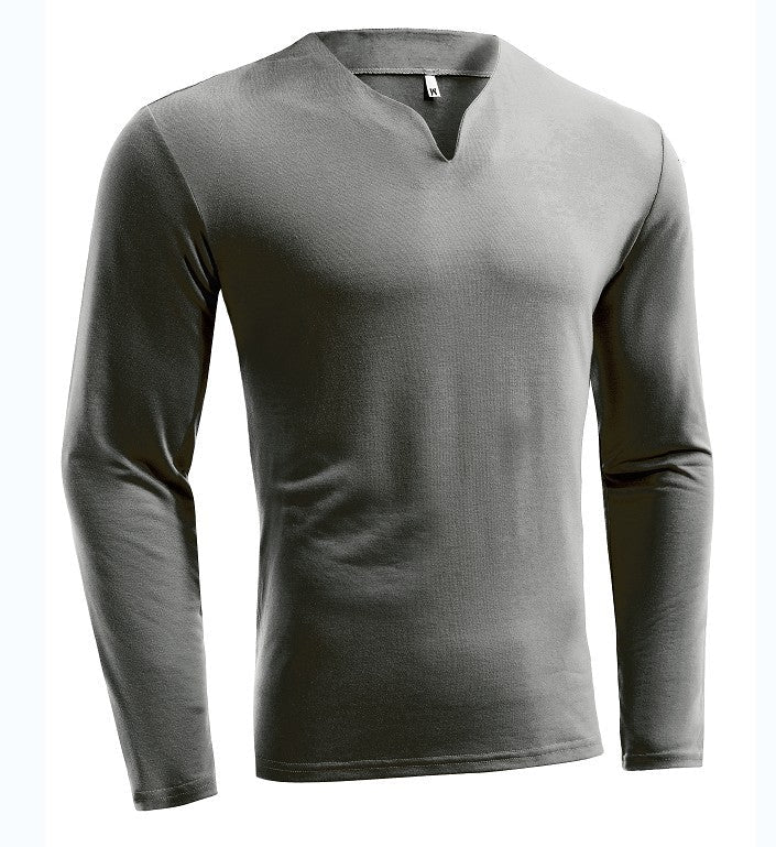 Herren nan Langarmshirt mit V-Ausschnitt Slim Fit Baumwollmix und elastischem Komfortbund R&B