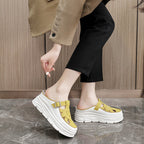 Damen Platform Mules mit modischem Schnallen-Design und atmungsaktivem Obermaterial R&B