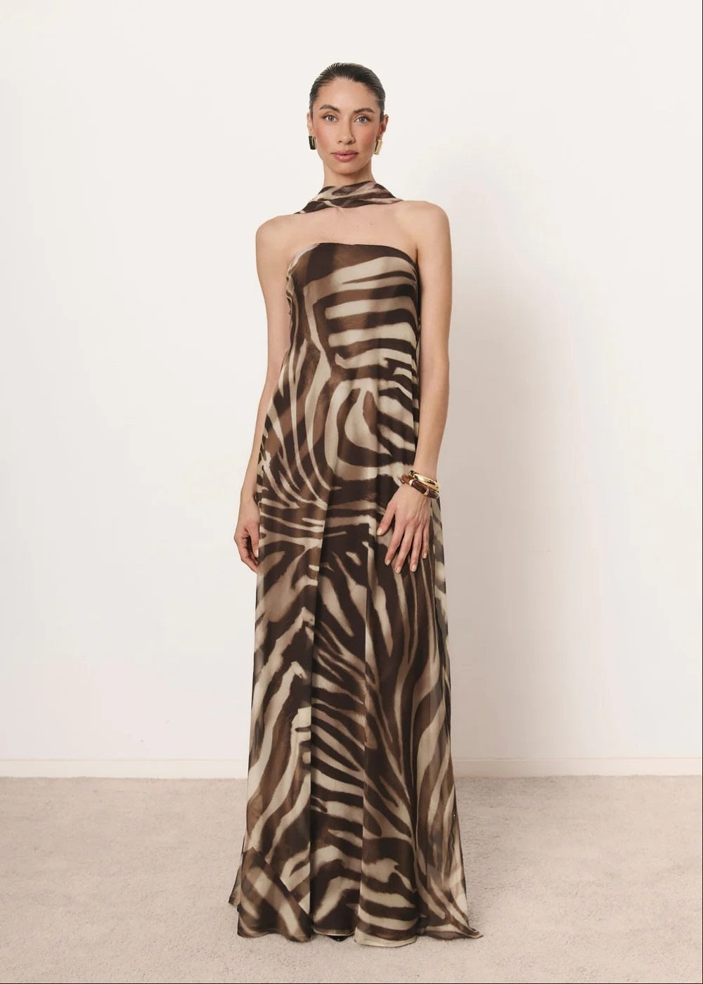 Damen Elegantes langes Kleid mit schmalem Neckholder R&B