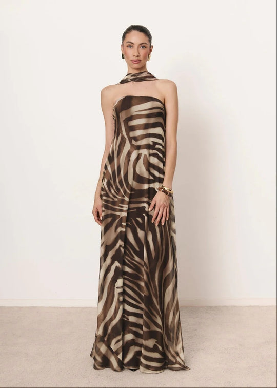 Damen Elegantes langes Kleid mit schmalem Neckholder R&B