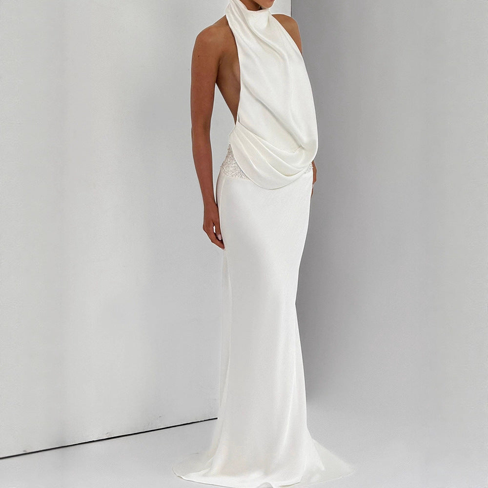 Damen Elegantes Hochzeitskleid mit schimmerndem Taillenband R&B