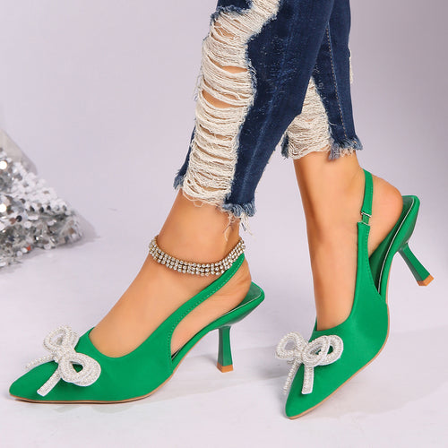 Damen Slingback-Pumps mit dekorativem Schleifenakzent R&B